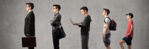 Evolution eines kleinen Jungen zum Businessmann
