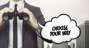 Sprechblase mit dem Text Choose your way