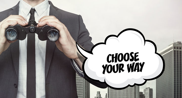 Sprechblase mit dem Text Choose your way
