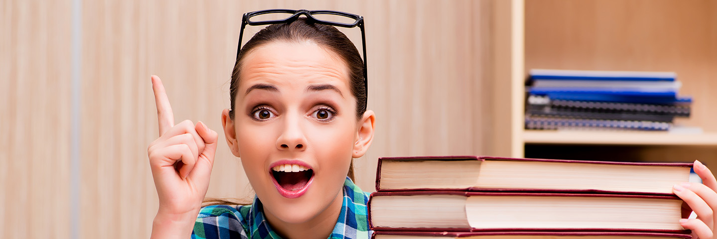 Young female student preparing for exams